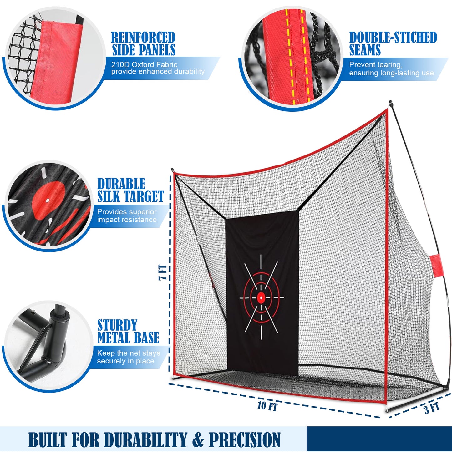 10x7ft Golf Training Net with Mat, Balls & Bag – Heavy Duty Indoor/Outdoor Use