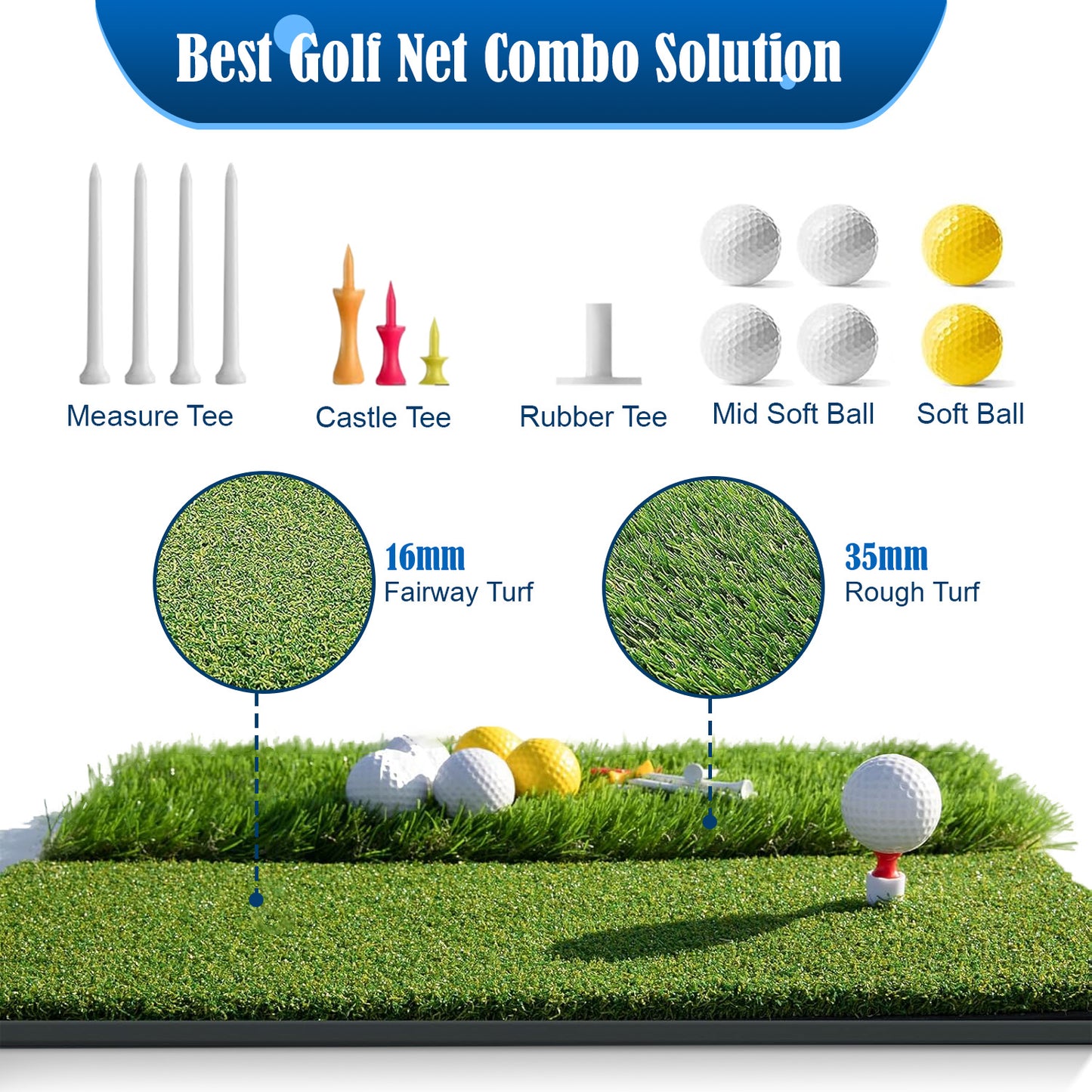 10x7ft Golf Training Net with Mat, Balls & Bag – Heavy Duty Indoor/Outdoor Use