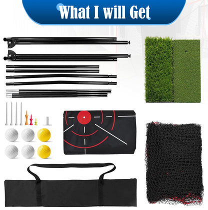 10x7ft Golf Training Net with Mat, Balls & Bag – Heavy Duty Indoor/Outdoor Use